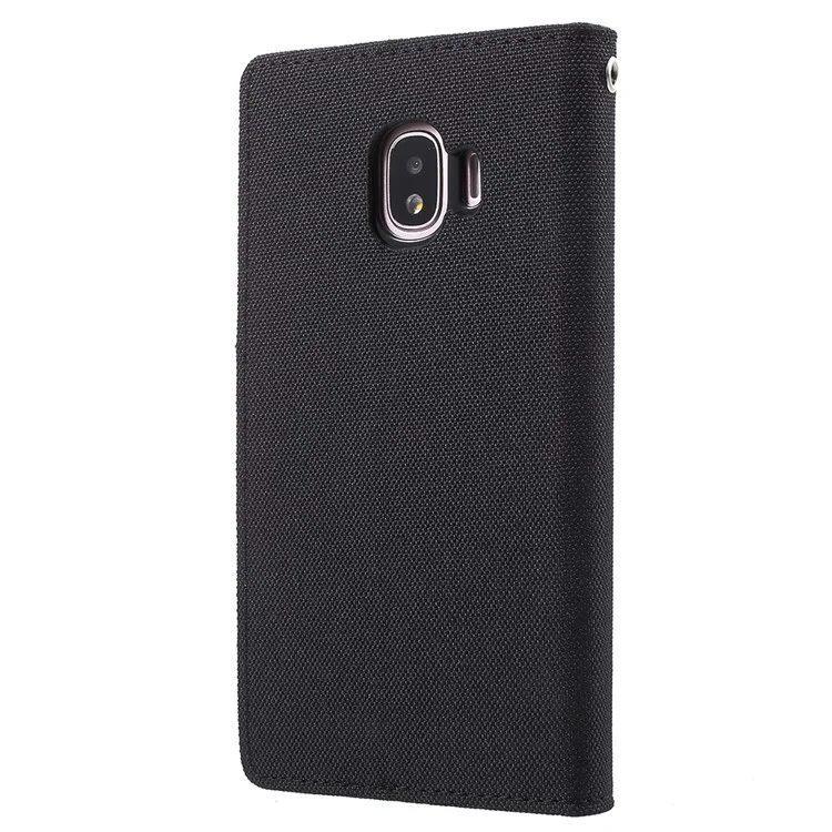 MERCURY GOOSPERY Canvas Diary Leather Wallet Cover for Samsung Galaxy J2 Pro 2018 - Black