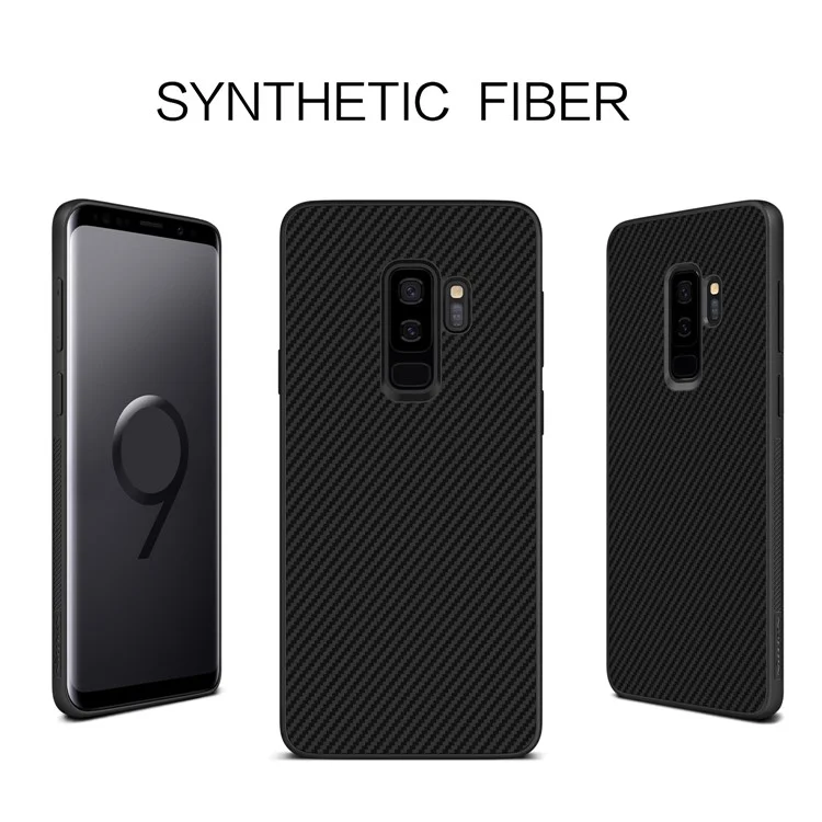 NILLKIN Synthetic Fiber PC + TPU Protection Mobile Phone Case for Samsung Galaxy S9 Plus SM-G965 - Black
