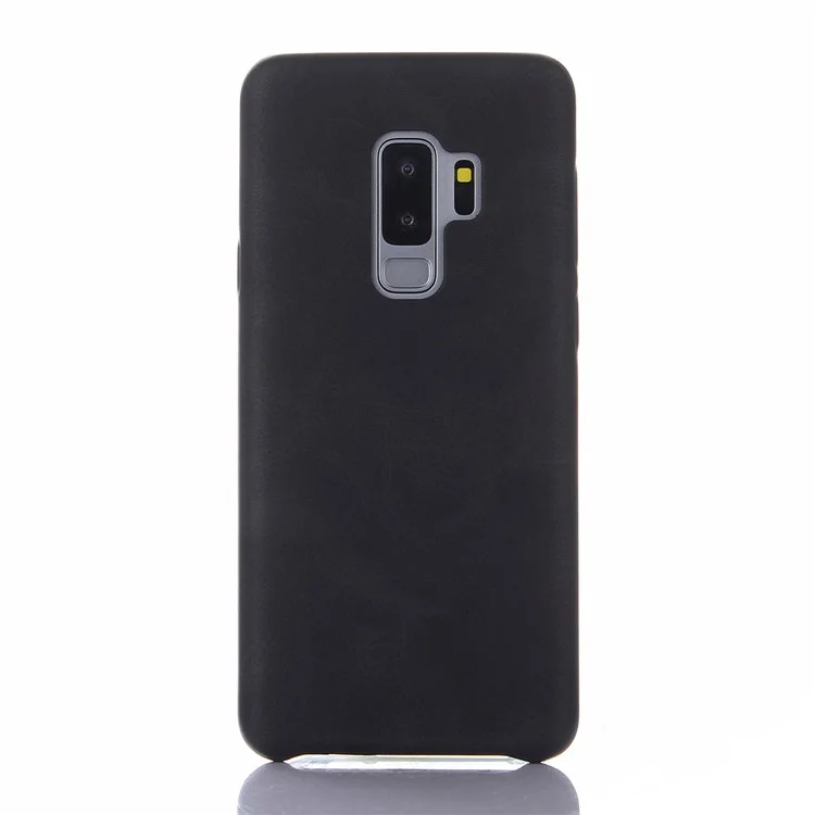 Retro Style Leather Coated PC Back Case for Samsung Galaxy S9+ SM-G965 - Black