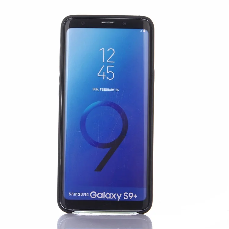 Retro Style Leather Coated PC Back Case for Samsung Galaxy S9+ SM-G965 - Black