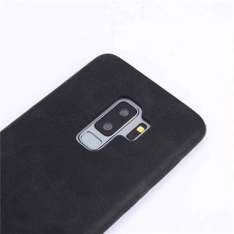 Retro Style Leather Coated PC Back Case for Samsung Galaxy S9+ SM-G965 - Black