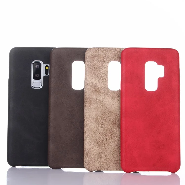 Retro Style Leather Coated PC Back Case for Samsung Galaxy S9+ SM-G965 - Black