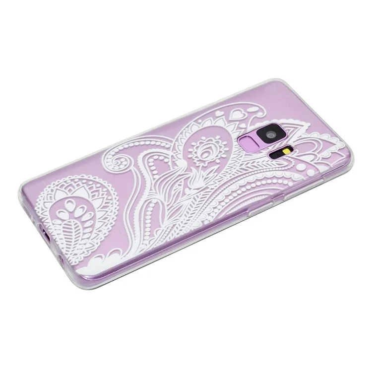 Pattern Printing TPU Mobile Phone Casing for Samsung Galaxy S9 SM-G960 - White Flower Pattern