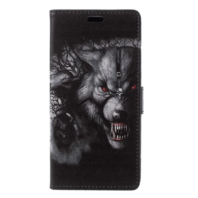 Pattern Printing Stand Leather Wallet Case for Samsung Galaxy A6+ (2018) / A9 Star Lite - Wolf Pattern