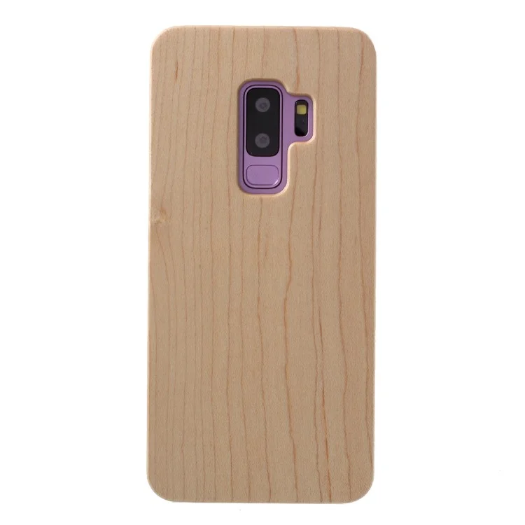 Real Wood Skin PC Back Phone Case for Samsung Galaxy S9 Plus SM-G965 - Beige