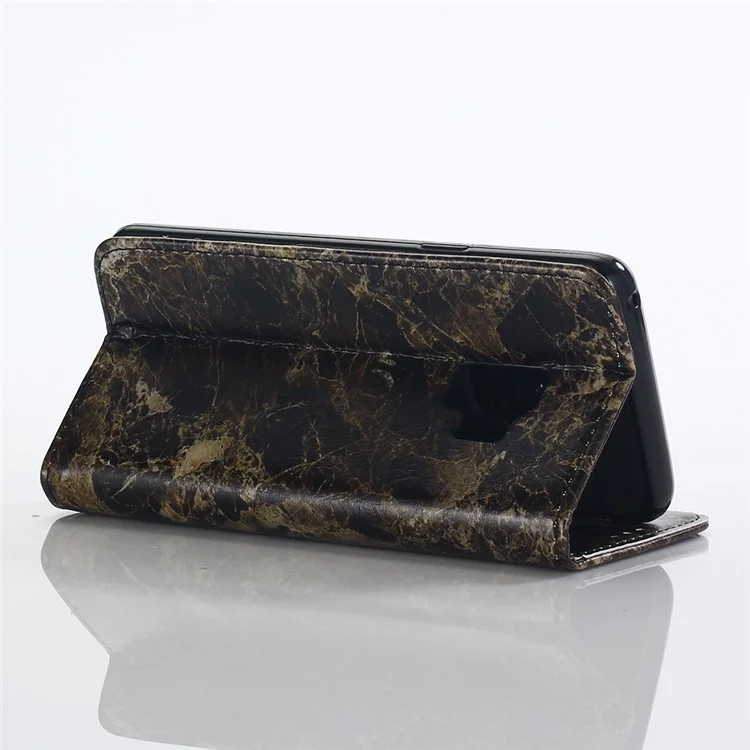 Marble Grain Wallet Leather Stand Case for Samsung Galaxy S9 SM-G960 - Black