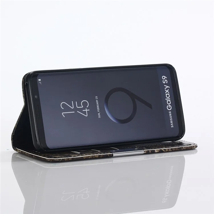 Marble Grain Wallet Leather Stand Case for Samsung Galaxy S9 SM-G960 - Black