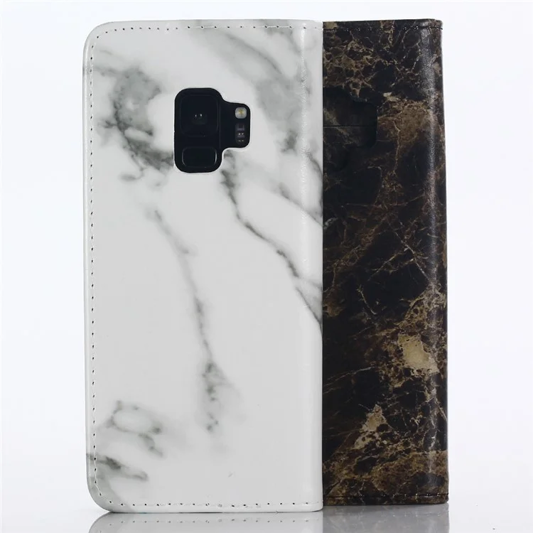 Marble Grain Wallet Leather Stand Case for Samsung Galaxy S9 SM-G960 - Black
