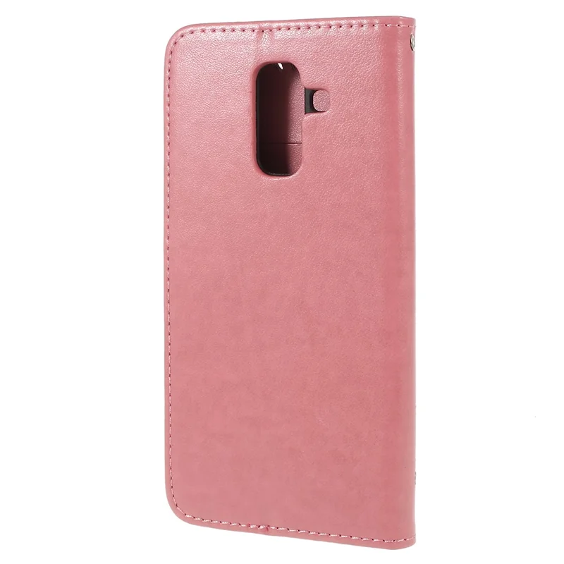Imprint Butterfly Flowers Magnetic Wallet Leather Stand Case Shell for Samsung Galaxy A6 (2018) - Pink