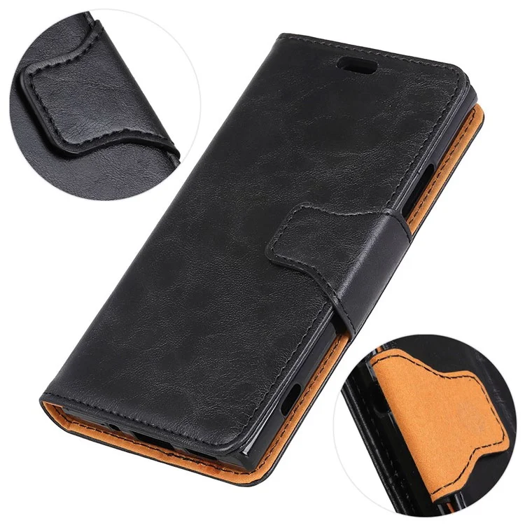 Crazy Horse Magnetic Stand Wallet Split Leather Mobile Phone Case for Samsung Galaxy S9 SM-G960 - Black