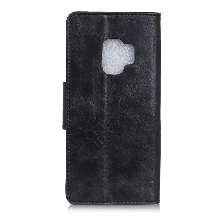 Crazy Horse Magnetic Stand Wallet Split Leather Mobile Phone Case for Samsung Galaxy S9 SM-G960 - Black