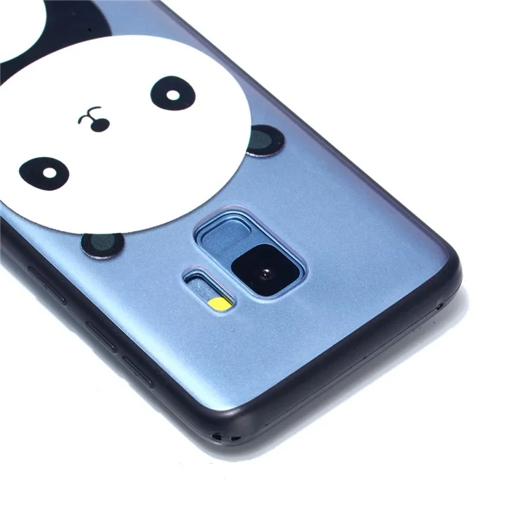 Embossment Pattern Rubberized TPU + PC Hybrid Case for Samsung Galaxy S9 SM-G960 - Panda