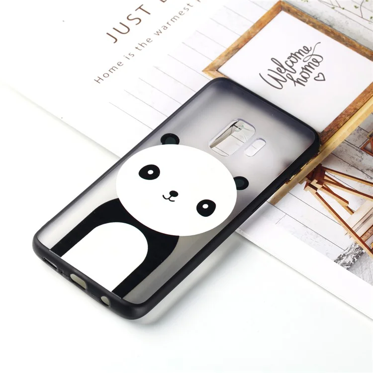 Embossment Pattern Rubberized TPU + PC Hybrid Case for Samsung Galaxy S9 SM-G960 - Panda