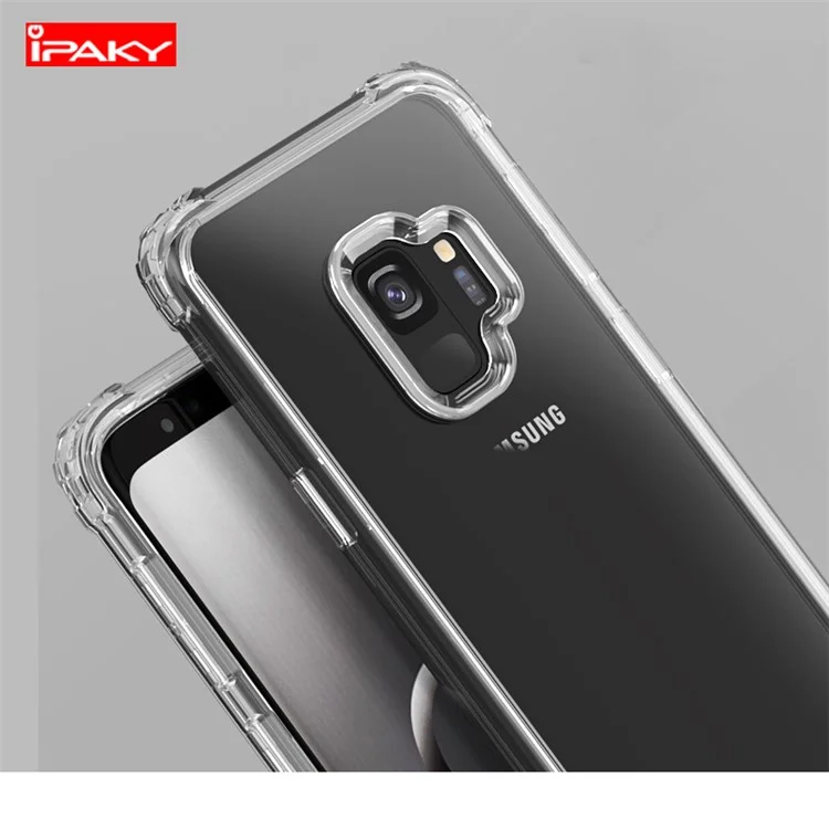 IPAKY Clear PC and TPU Hybrid Shockproof Mobile Phone Case for Samsung Galaxy S9 Plus G965 - Transparent