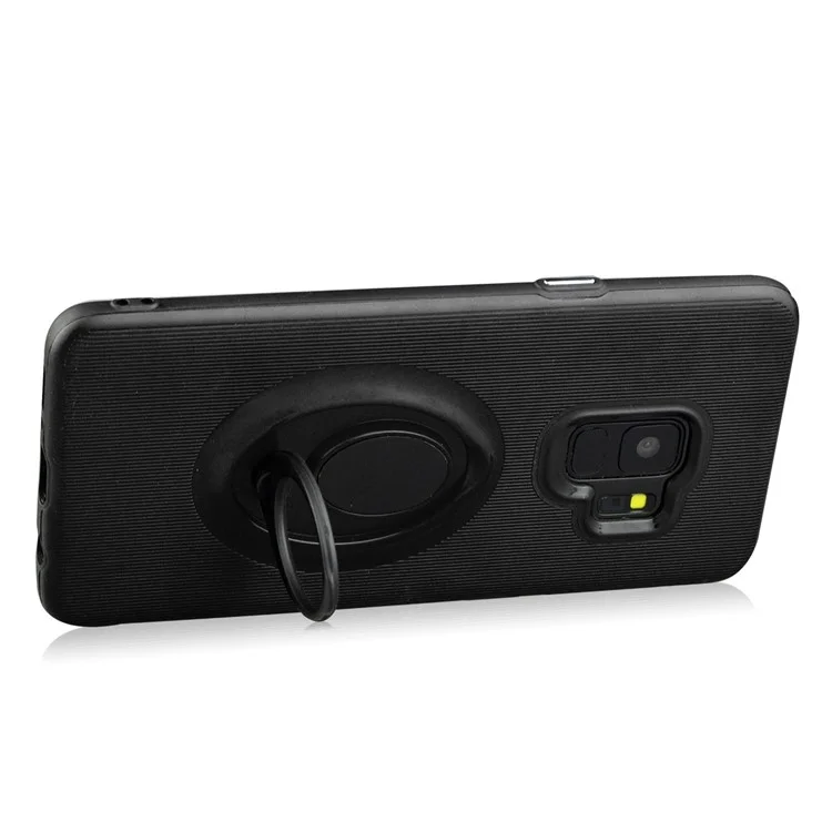 ANGIBABE Vertical Stripe TPU PC Hybrid Kickstand Case for Samsung Galaxy S9 G960 - Black