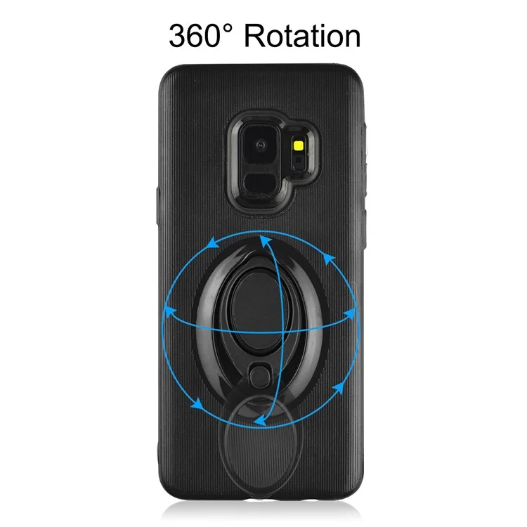 ANGIBABE Vertical Stripe TPU PC Hybrid Kickstand Case for Samsung Galaxy S9 G960 - Black