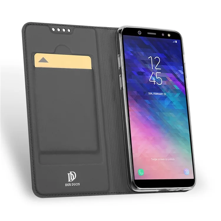 DUX DUCIS Skin Pro Series Card Holder Leather Case for Samsung Galaxy A6 Plus (2018) / A9 Star Lite - Grey