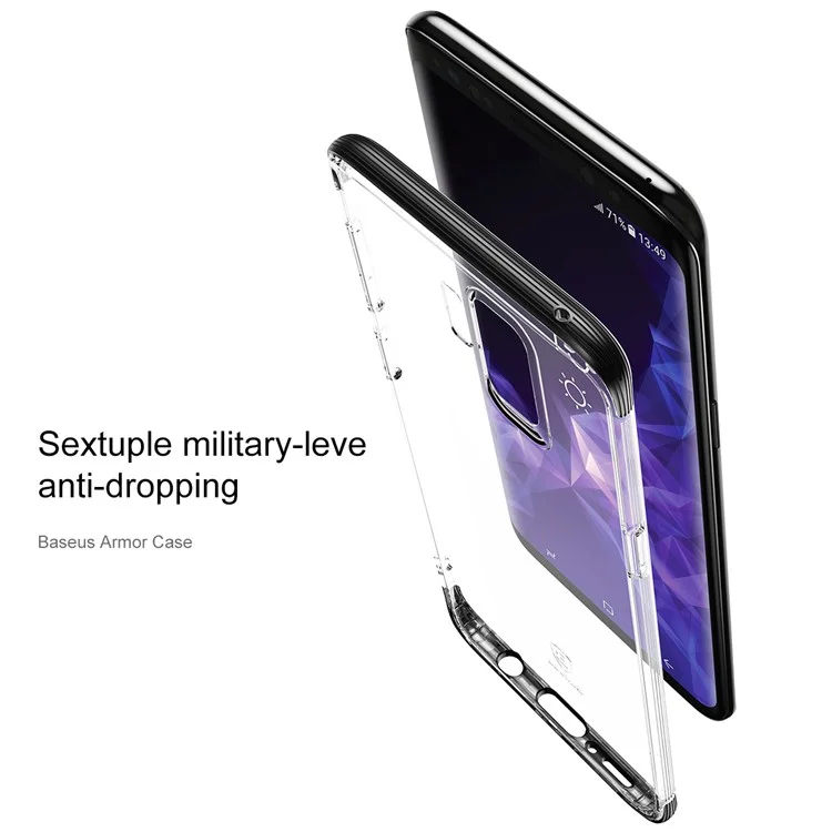 BASEUS Armor Protection Hybrid Anti-drop Cell Phone Cover Case (PC+TPU) for Samsung Galaxy S9 Plus SM-G965 - Black