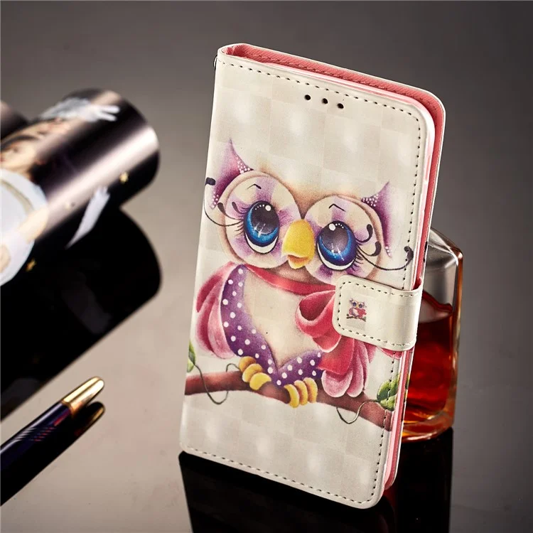 Pattern Printing Leather Wallet Stand Cover for Samsung Galaxy J7 (2017) / J7 Pro (2017) EU Version - Beautiful Owl