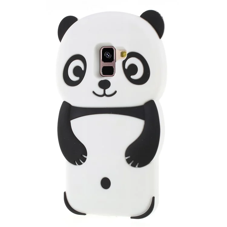 Adorable 3D Panda Silicone Phone Case for Samsung Galaxy A8 (2018) - Black