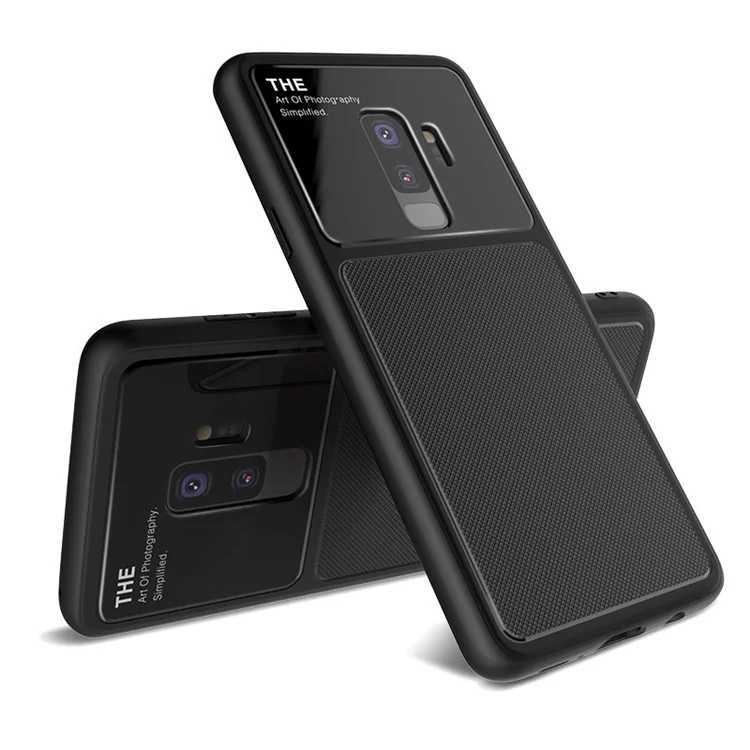 LENUO Tempered Glass Lens TPU Case for Samsung Galaxy S9+ SM-G965 - Black