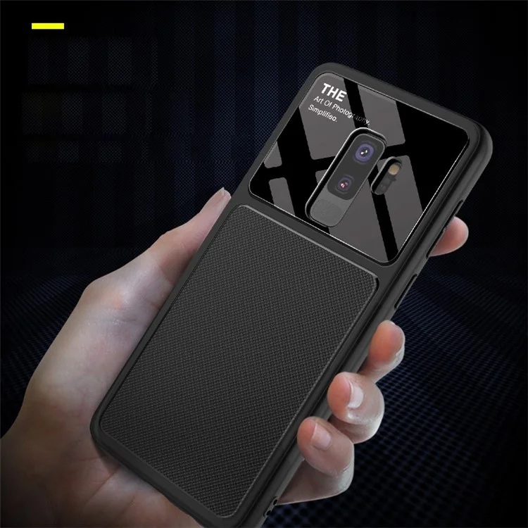 LENUO Tempered Glass Lens TPU Case for Samsung Galaxy S9+ SM-G965 - Black
