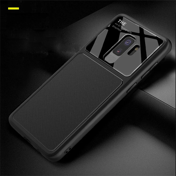 LENUO Tempered Glass Lens TPU Case for Samsung Galaxy S9+ SM-G965 - Black