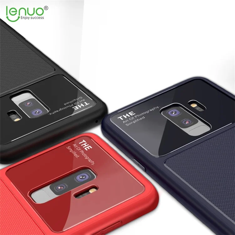 LENUO Tempered Glass Lens TPU Case for Samsung Galaxy S9+ SM-G965 - Black
