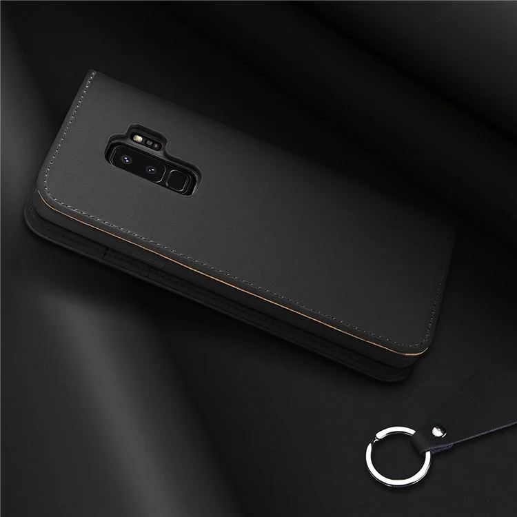 DUX DUCIS Wish Series CNAS/CMA Certified Wallet Stand Genuine Leather Case for Samsung Galaxy S9+ SM-G965 - Black