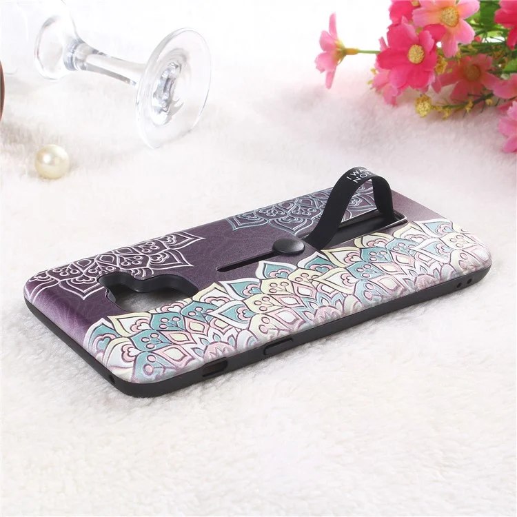 Embossment Ethnic Style Pattern TPU + PC Hybrid Phone Shell with Kickstand for Samsung Galaxy A8 (2018) - Purple