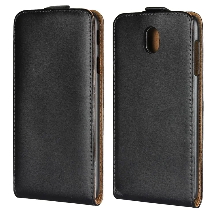 Vertical Flip Genuine Split Leather Case for Samsung Galaxy J7 (2017) EU Version/J7 Pro (2017) - Black