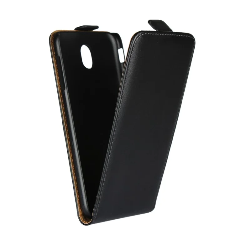 Vertical Flip Genuine Split Leather Case for Samsung Galaxy J7 (2017) EU Version/J7 Pro (2017) - Black