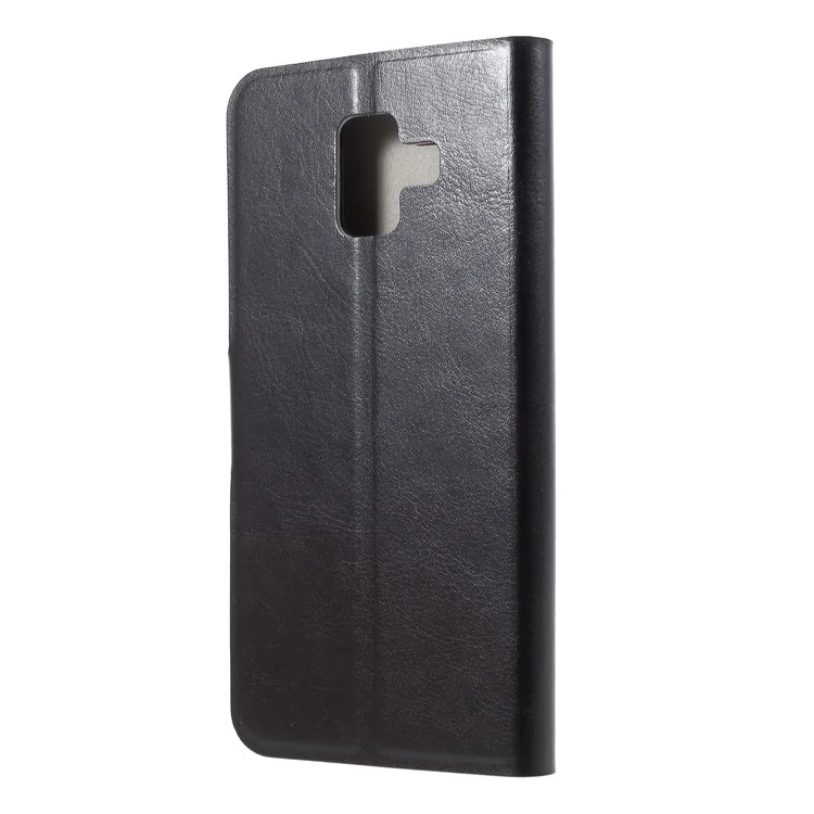 Crazy Horse PU Leather Card Holder Flip Stand Case for Samsung Galaxy A6 (2018) - Black