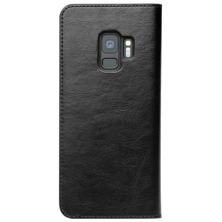 QIALINO Genuine Cowhide Leather Mobile Phone Case for Samsung Galaxy S9 SM-G960 - Black