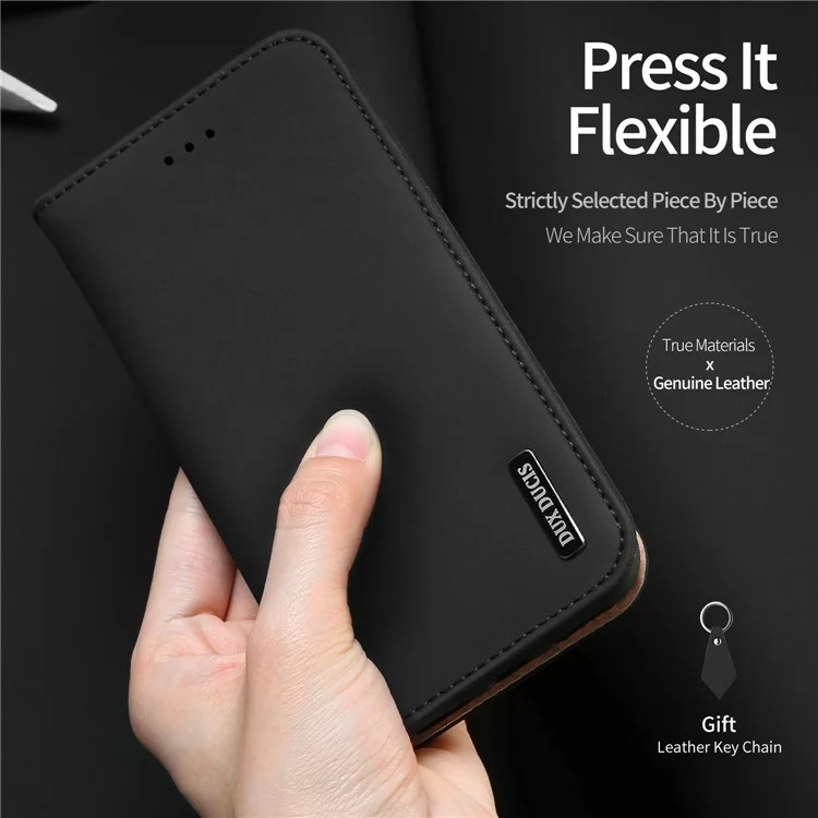 DUX DUCIS Wish Series CNAS/CMA Certified Wallet Genuine Leather Phone Stand Cover Case for Samsung Galaxy S8 SM-G950 - Black