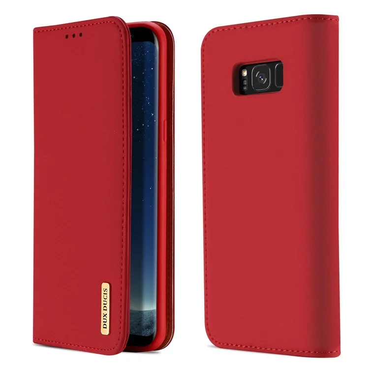 CNAS DUX DUCIS Wish Series / Cmma Wallet Certified Wallet Genuine Leather Phone Stand Cubre Para Samsung Galaxy S8 SM-G950 - Rojo