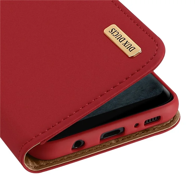 CNAS DUX DUCIS Wish Series / Cmma Wallet Certified Wallet Genuine Leather Phone Stand Cubre Para Samsung Galaxy S8 SM-G950 - Rojo