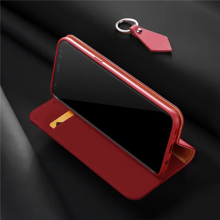 CNAS DUX DUCIS Wish Series / Cmma Wallet Certified Wallet Genuine Leather Phone Stand Cubre Para Samsung Galaxy S8 SM-G950 - Rojo