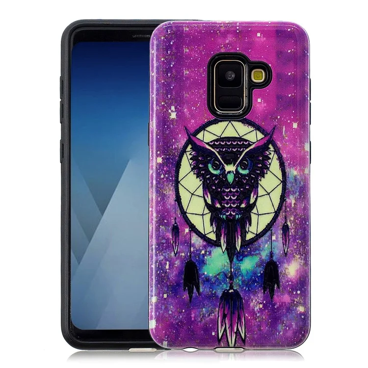 Embossed Rubberized PC TPU Hybrid Case for Samsung Galaxy A8 (2018) - Owl on Dream Catcher