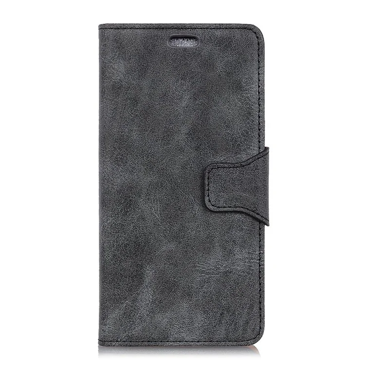 Vintage Style Wallet Leather Stand Case for Samsung Galaxy A6 (2018) - Black