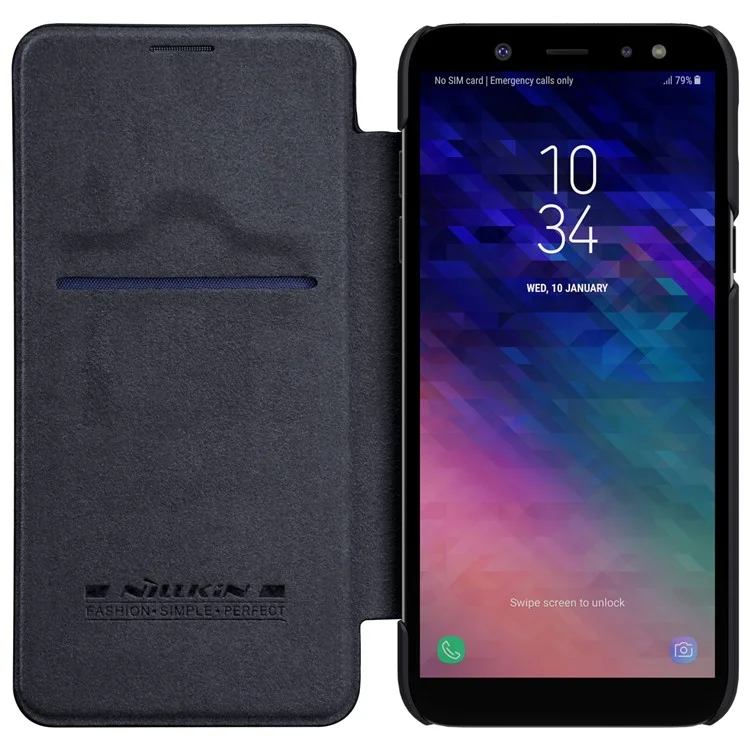 NILLKIN Qin Series Leather Card Holder Case for Samsung Galaxy A6 (2018) - Black