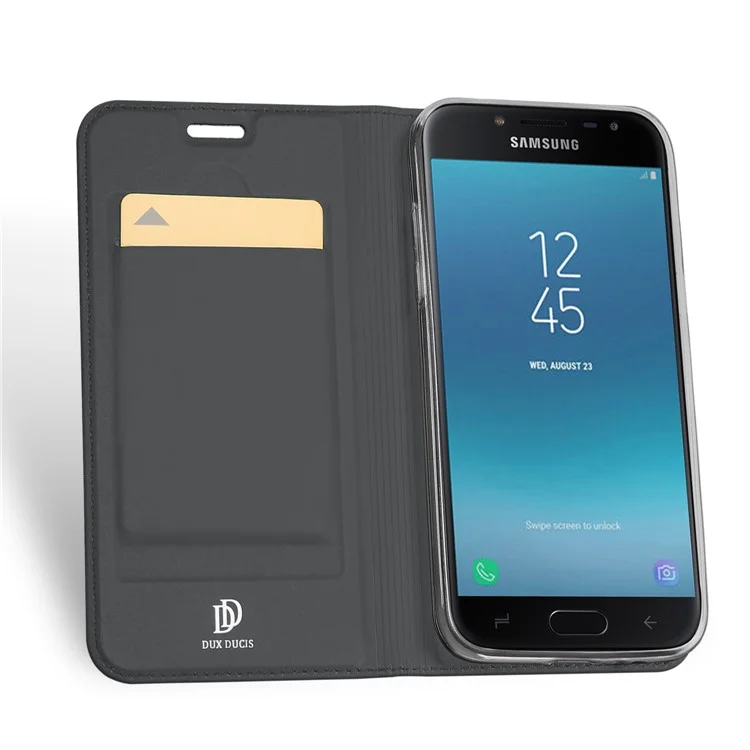 DUX DUCIS Skin Pro Series Leather Stand Case for Samsung Galaxy J4 (2018) - Grey