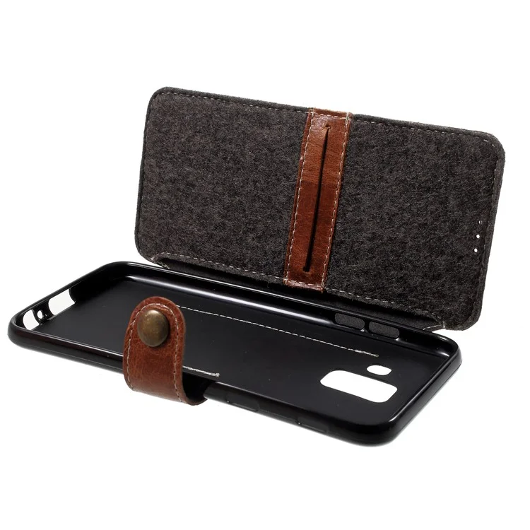 Genuine Leather Wallet Phone Cover for Samsung Galaxy A6 (2018) - Brown