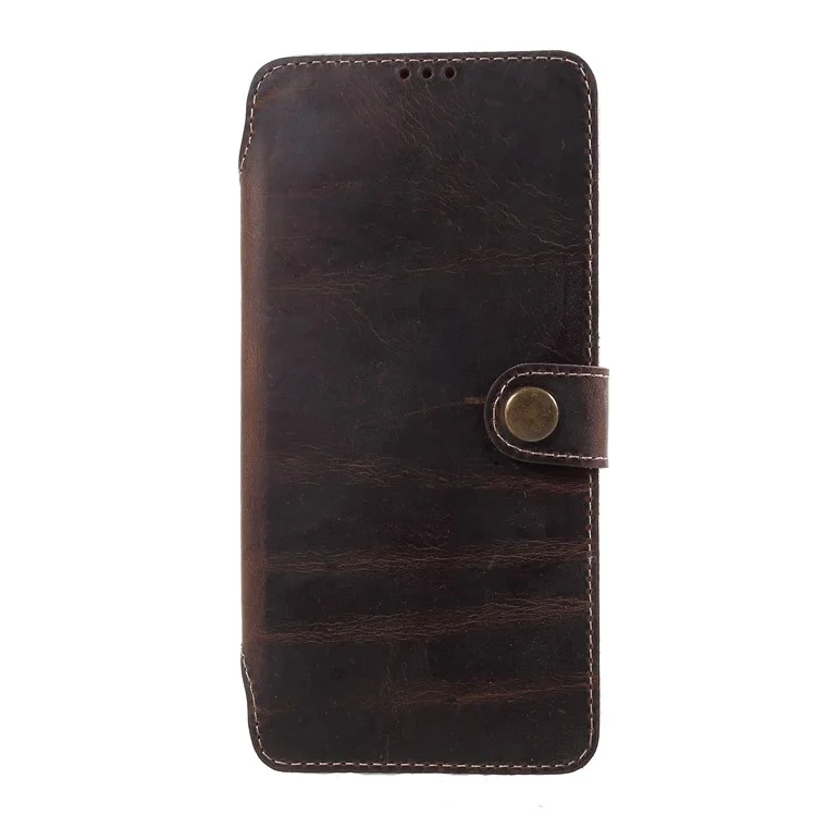 Genuine Leather Wallet Phone Cover for Samsung Galaxy S9+ G965 - Black