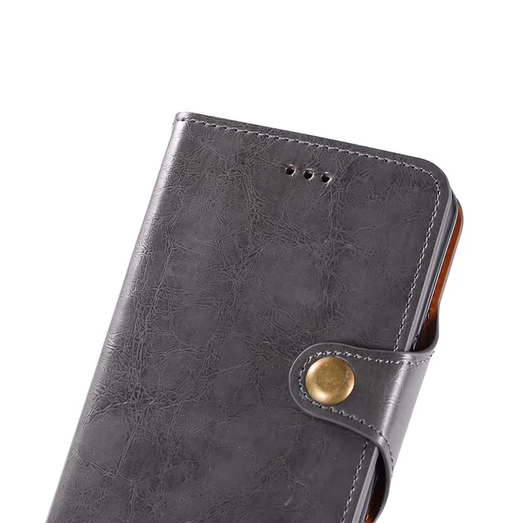 Crazy Horse PU Leather Wallet Cover + Detachable Leather Coated TPU Case for Samsung Galaxy S9+ SM-G965 - Black