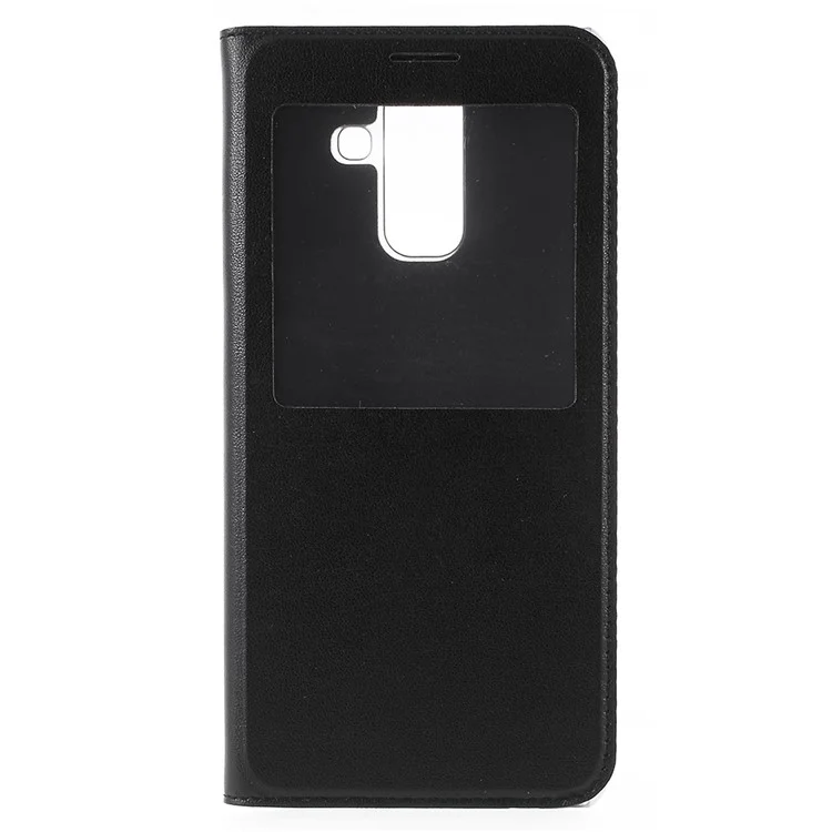 View Window Leather Phone Case for Samsung Galaxy A6 (2018) - Black