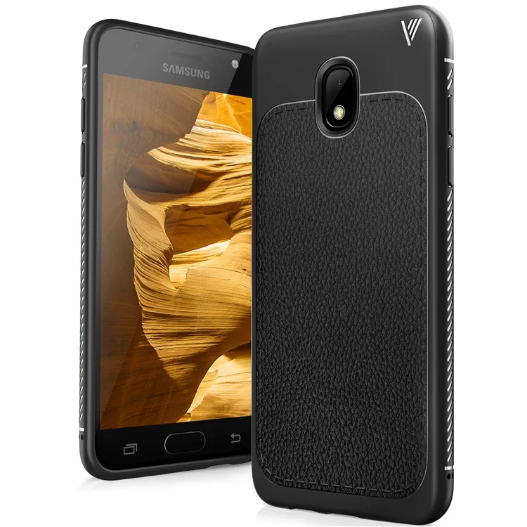 IVSO Gentry Series Litchi Skin Leather Coated TPU Shell Case for Samsung Galaxy J7 (2018) - Black