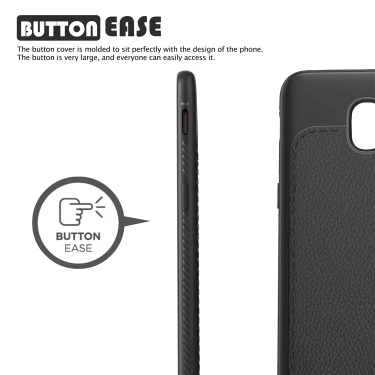 IVSO Gentry Series Litchi Skin Leather Coated TPU Shell Case for Samsung Galaxy J7 (2018) - Black