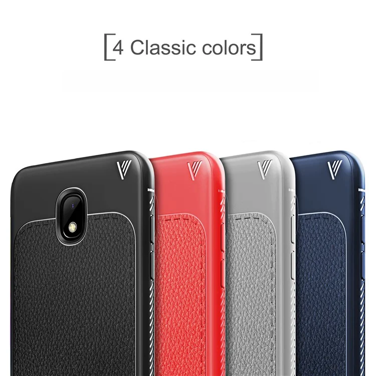 IVSO Gentry Series Litchi Skin Leather Coated TPU Shell Case for Samsung Galaxy J7 (2018) - Black