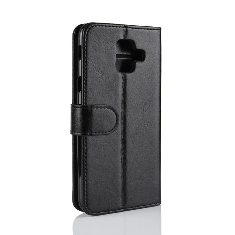 Crazy Horse PU Leder Schutzhülle für Samsung Galaxy A6 (2018) - Schwarz